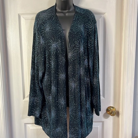 Onyx Nite by Wendye Chaitin shimmering blue sequined top, size 5X. NWT. - Picture 8 of 10